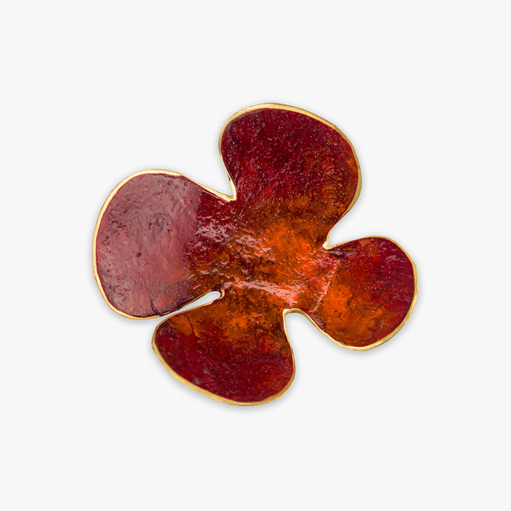 handmade 'blume' flower ring in bordeaux / orange colour by dora haralambaki studio