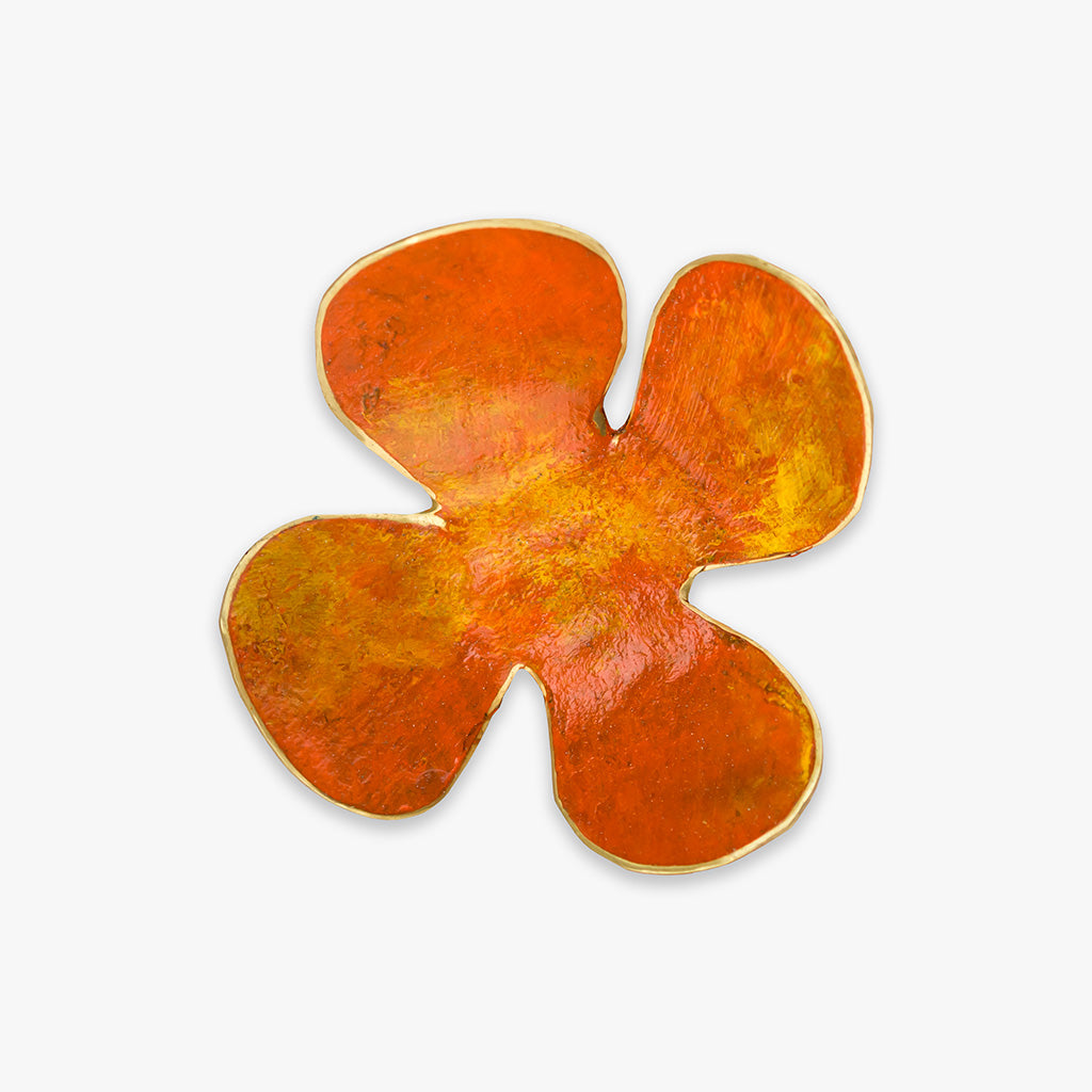 handmade 'blume' flower ring - orange / yellow by dora haralambaki