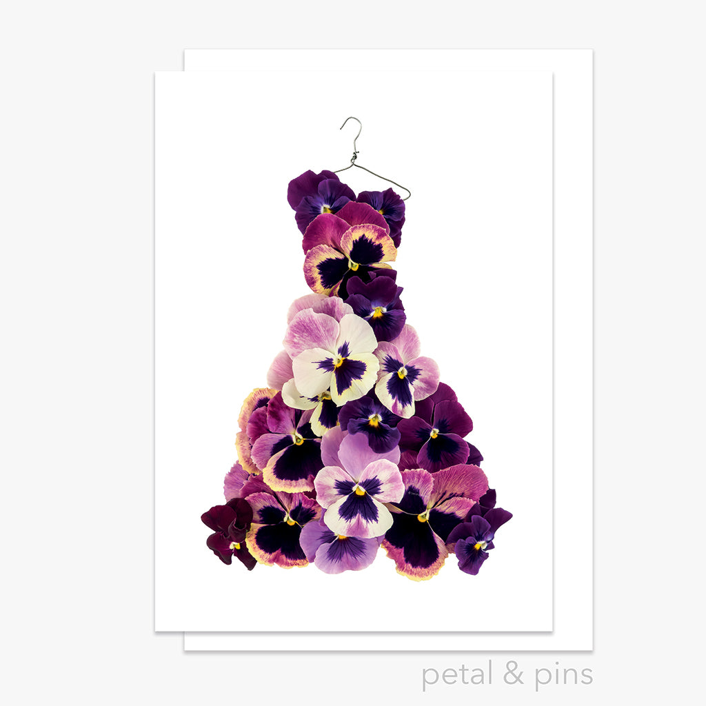 pansy gown greeting card from the garden fairy's wardrobe by petal & pins