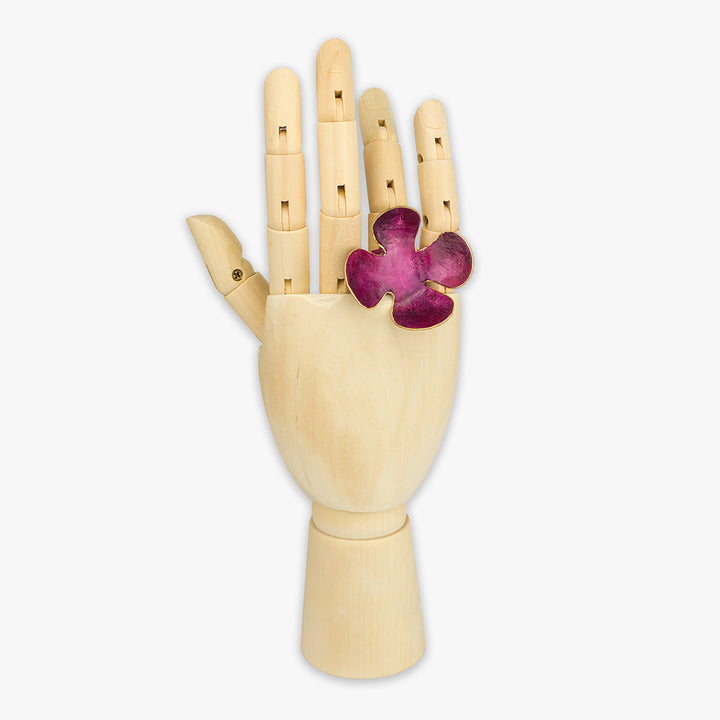 handmade 'blume' flower ring on hand - pink gradient by dora haralambaki